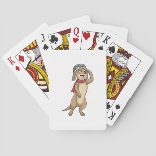 Jeu De Cartes Suricate en pilote avec chapeau de pilote