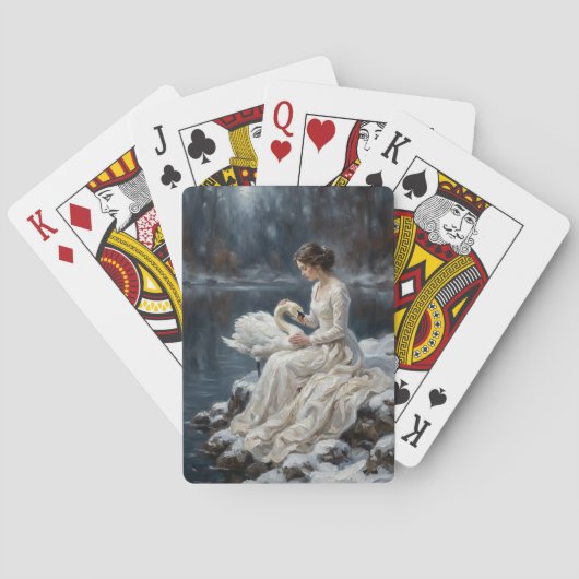 Jeu De Cartes Swan Maiden Winter Lake Romance Fantasy Art (dos)