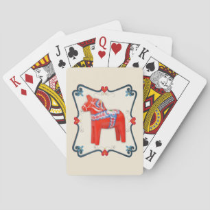Jeu De Cartes Swedish Dala Horse Folk Art Framed