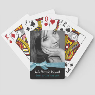 Jeu De Cartes Sweet 16th Girly Aqua Ribbon Anniversaire Keepsaké