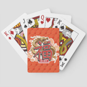 Jeu De Cartes Symbole chinois du dragon et de la chance "Good Fo