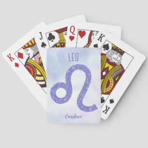 Jeu De Cartes Symbole d'Astrologie Leo Personnalisé Violet