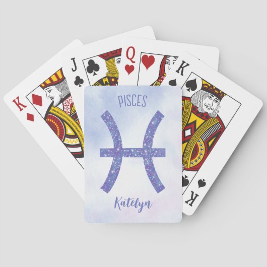 Jeu De Cartes SYMBOLE D'Astrologie Pisces Cute Personalisé Purpl (dos)