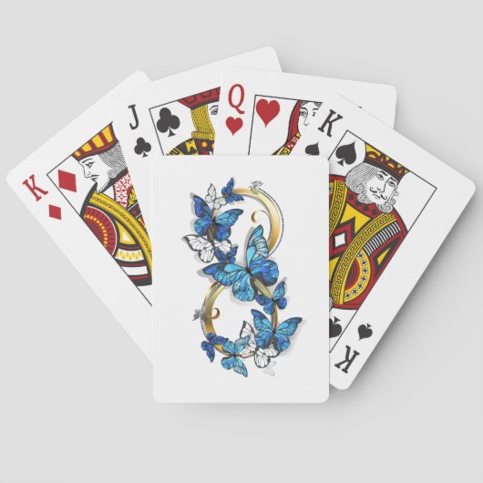 Jeu De Cartes Symbole infini de papillons Morpho bleus (dos)