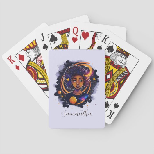 Jeu De Cartes Système solaire Afro Femme (dos)