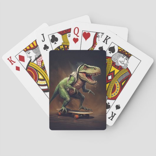 Jeu De Cartes T-Rex Dinosaur Faire du skateboard (dos)