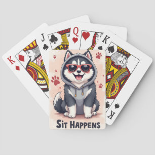 Jeu De Cartes T-shirt drôle Alaskan Malamute Lunettes de soleil