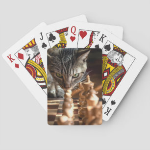 Jeu De Cartes Tabby Cat Jouer Aux Échecs