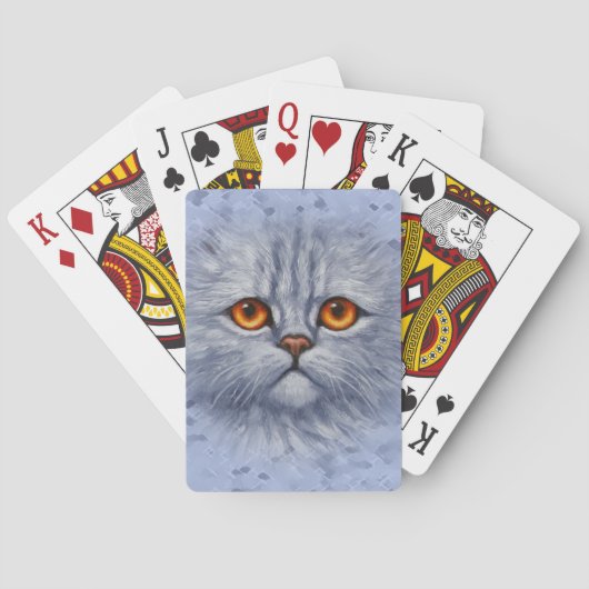Jeu De Cartes Tabby Gris Fluffé Chat Kitten Face (dos)