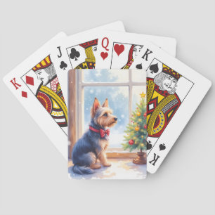 Jeu De Cartes Table de Noël à l'aquarelle Terrier Australien