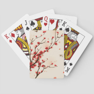 Jeu De Cartes Tableau de style asiatique, Fleur de prune au prin