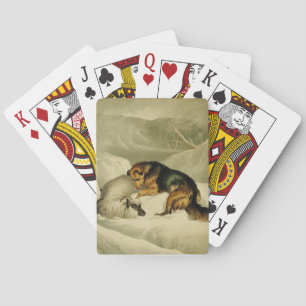 Jeu De Cartes Tableau vintage : Berger allemand dans la neige