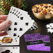 Jeu De Cartes Taches de léopard noir et violet Glam Monogramme (In Situ)