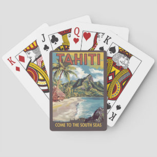 Jeu De Cartes Tahiti Polynésie française Peinture Art Retro