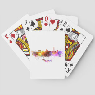 Jeu De Cartes Taïpeh skyline in watercolor