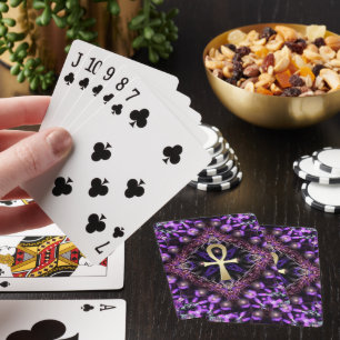 Jeu De Cartes Tapisserie d'art fractal Ankh doré violet mystique