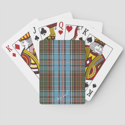 Jeu De Cartes Tartan Clan Anderson Plaid Blue Check (dos)