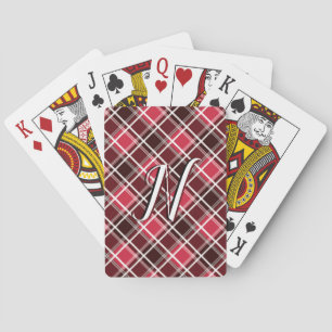 Jeu De Cartes Tartan classique Plaid Red Black Monogramme person