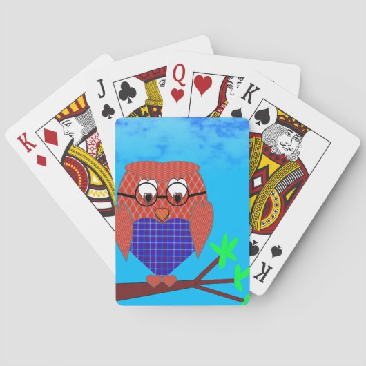 Jeu De Cartes Tartan et Chouette des Coeurs (dos)