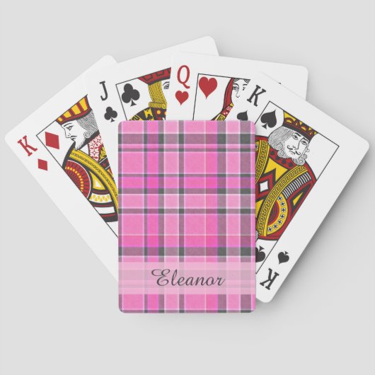 Jeu De Cartes Tartan gris rose de plaid (dos)