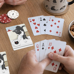 Jeu De Cartes Tasse de thé drôle de chat gris blanc Cuisine