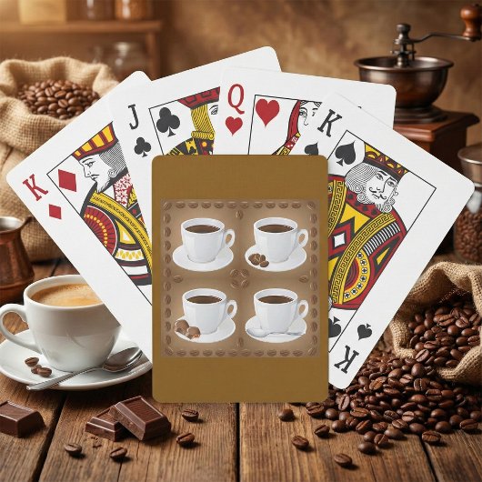 Jeu De Cartes Tasses à café avec haricots et chocolat