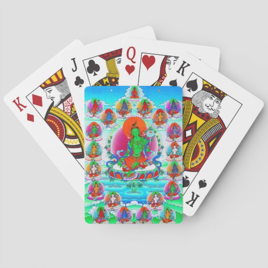 Jeu De Cartes Tatouage cool oriental tibétain thangka vert Tara (dos)