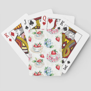 Jeu De Cartes Teacup de fraise vintage motif floral
