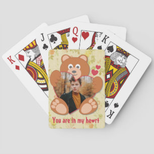 Jeu De Cartes Teddy Bear Holding Heart Photo Saint-Valentin