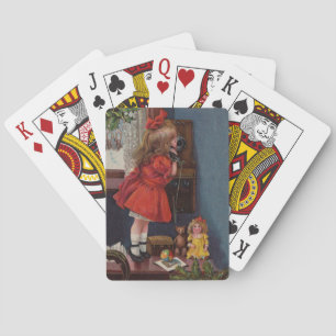 Jeu De Cartes Téléphone Antique de Petite Fille de Noël