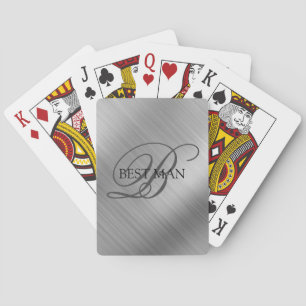 Jeu De Cartes Témoin Monogramme Argent Brossé