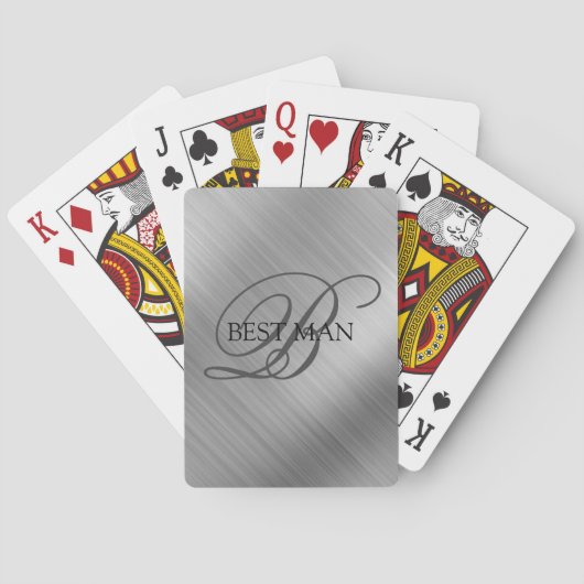 Jeu De Cartes Témoin Monogramme Argent Brossé (dos)