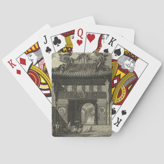 Jeu De Cartes Temple impérial asiatique en noir et blanc (dos)