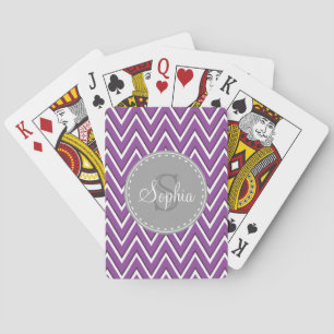 Jeu De Cartes Tendance violet Chevron Motif gris Monogramme