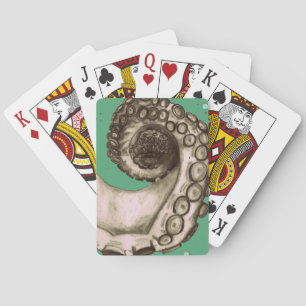 Jeu De Cartes Tentacle de pieuvre marine verte vintage