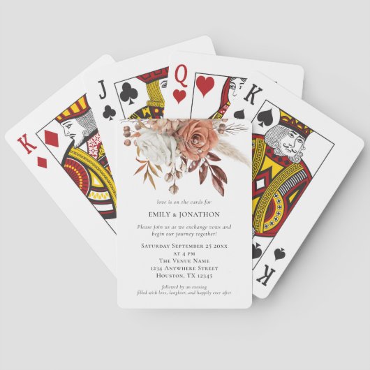 Jeu De Cartes Terracotta Florals Jouer Carte Mariage Inviter (dos)
