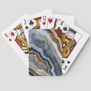 Jeu De Cartes Terre Cuite Rouge Blanc Noir Bleu Or Agate Géode