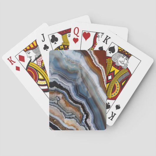 Jeu De Cartes Terre Cuite Rouge Blanc Noir Bleu Or Agate Géode (dos)