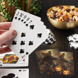 Jeu De Cartes Terrier Australien conduisant une moto Halloween