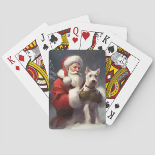Jeu De Cartes Térrier Fox à poil dur Père Noël Noël Fête