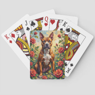 Jeu De Cartes Terrier Staffordshire américain Rose Garden Art