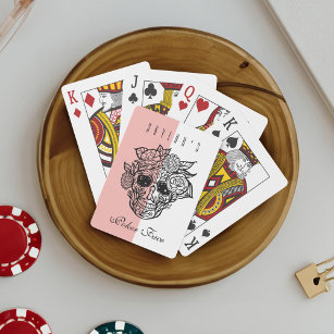 Jeu De Cartes Tête de crâne & Flore Nom personnalisé Poker Visag