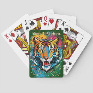 Jeu De Cartes Tête de tigre couleurs arc-en-ciel peinture taches