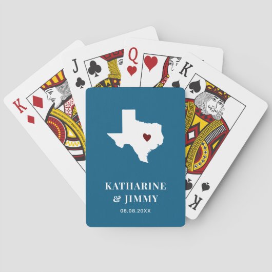 Jeu De Cartes Texas Wedding Favor Deck of Cards, State Map (dos)