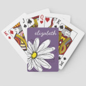 Jeu De Cartes Texte personnalisé marguerite mauve et jaune (dos)