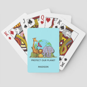 Jeu De Cartes Texte personnalisé Terre avec animaux