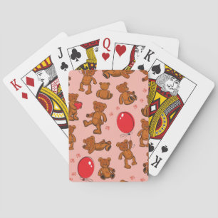 Jeu De Cartes Texture avec le nounours, coeurs
