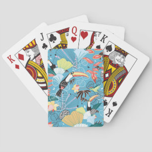 Jeu De Cartes Texture tropicale avec Toucans et Hummingbirds