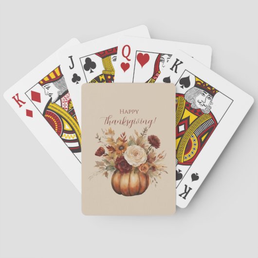 Jeu De Cartes Thanksgiving-Watercolor Citrouille et fleurs- (dos)