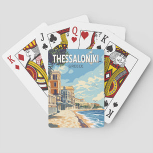 Jeu De Cartes Thessalonique Grèce Travel Art Vintage